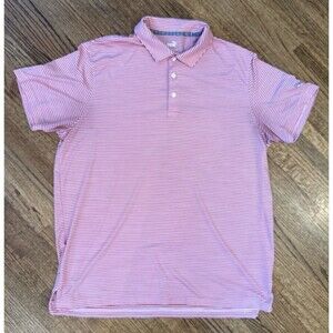 Men’s Puma Golf Red & White Pin Striped Collared Polo Shirt - XL